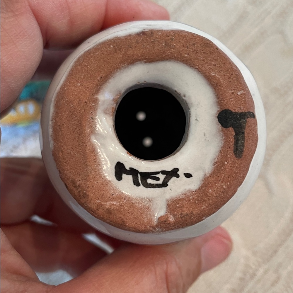 Talavera pottery salt pepper shakers colorful ceramic Mexico handcrafted blues - Picture 9 of 11